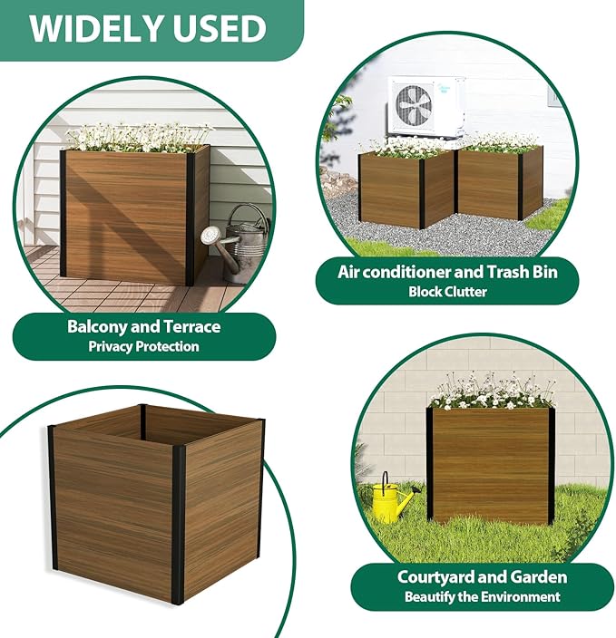 Composite Garden Planter Box with Open Base - Outdoor Modular Raised Bed for Vegetables Flowers and Herbs Durable Eco Friendly Easy to Assemble Low Maintenance