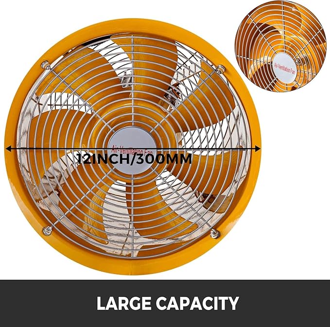 VEVOR Explosion Proof Fan 12 Inch 550W Industrial Portable Ventilator Blower/Exhaust with 9.8ft Light Cord -No Plug