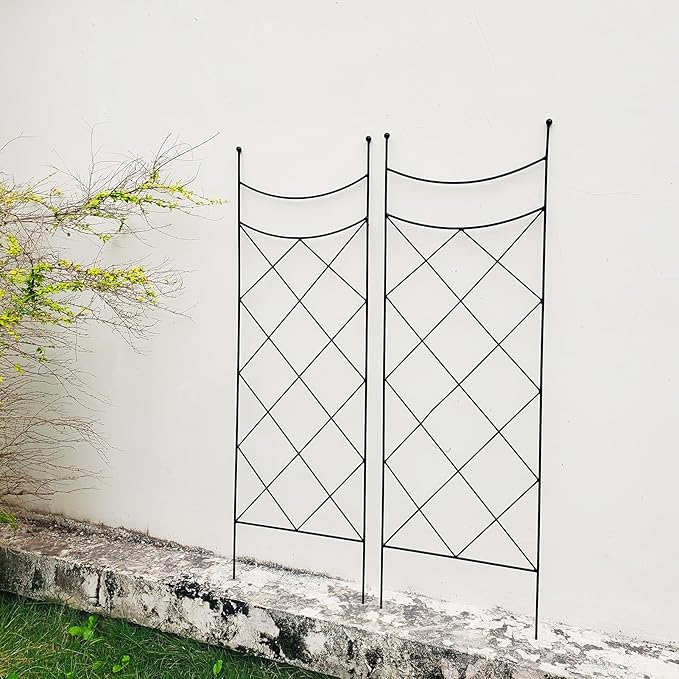 45.3 H x 15 W Metal Garden Trellis for Climbing Plants Black Iron Trellis for Vines Plant Rose Vegetable SupportLarge Decorative Outdoor Trellis2 Pack