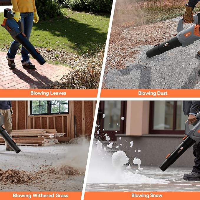 Keenstone Leaf Blower Cordless 20V Electric Blower with 4.0Ah Battery and Charger Stepless Speed Control One-Handed Operated Lightweight Leaf Blowers for Lawn Care Patio Yard