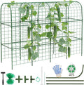 Housolution Cucumber Trellis for Raised Bed 67×48 U-Shape Garden Trellis for Climbing Plants Outdoors with 2×3m Net for Tomato Squash Zucchini Peas Beans Grape Fruit Flowers Green
