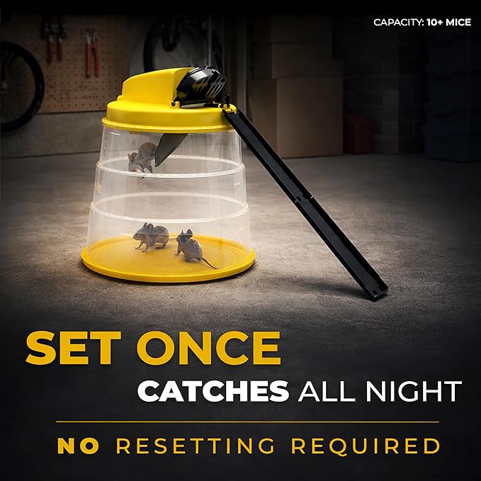 RinneTraps Flip N Slide All-in-One Mouse Trap |4 Pack| |Bucket Included| Self-Resetting Humane Live Catch | Made in USA | Indoor &amp Outdoor
