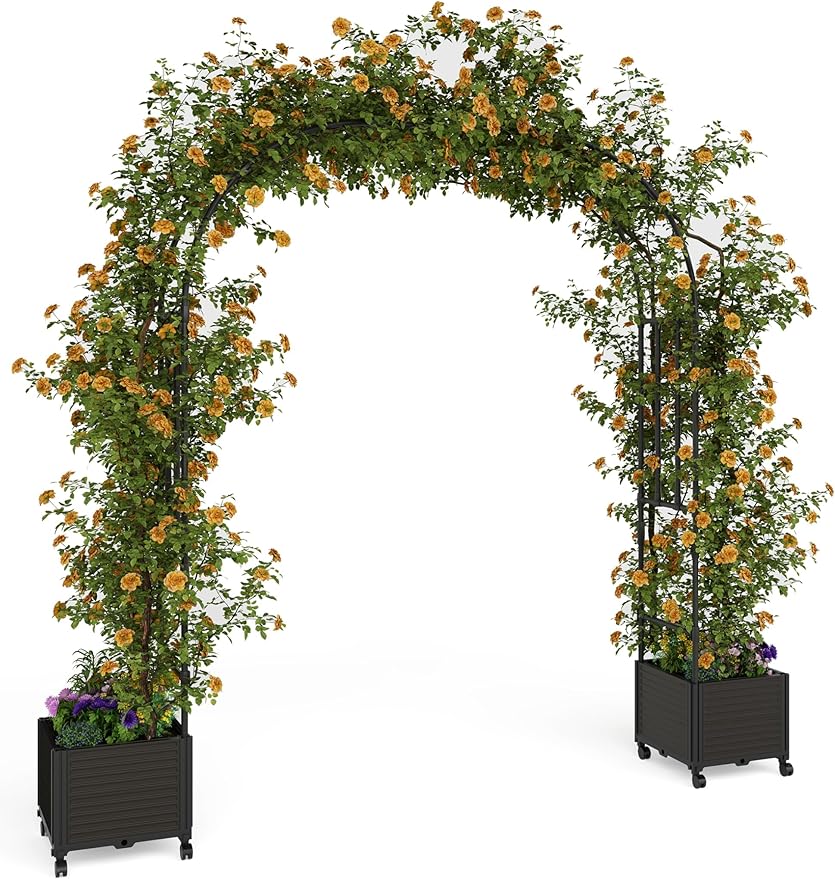Span 70.9 Garden Arch Trellis for Climbing PlantsMetal Arch Frame Outdoor Garden Arbors and Arches for Halloween Christmas Birthday Party Baby Shower Decoration