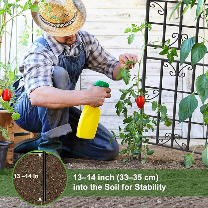 YOBAZAN 2 Pack 71x20in Garden Trellis Black Metal Coating Rustproof Easy to Install + Perfect for Supporting Climbing Plants Outdoor Roses Vines Flowers and Vegetables