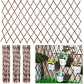 4 Pack Expandable Willow Trellis Lattice Fence Willow Fence Panel for Climbing Plants Garden Lattice Trellis Plant Support Open Screen Fencing Outdoor Decorative Wood