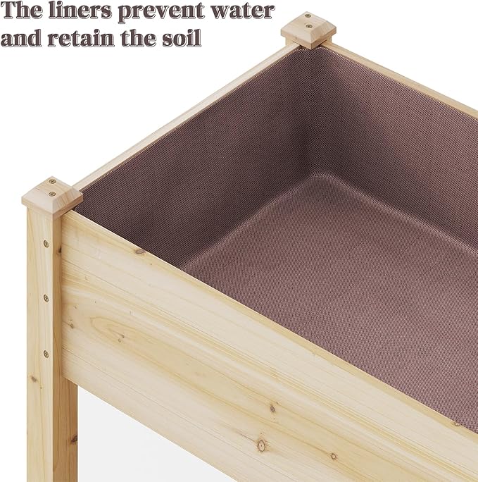 Wooden Raised Garden Bed Planter Box with Legs Raised Planter -Grow Herbs and Vegetables Outdoors – Naturally Rot-Resistant - Unmatched Strength Lasts Years (Natural-M)