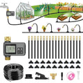 120 Ft Drip Irrigation System with Smart Water Timer – Automatic Garden Watering Kit with Solid Brass Metal Connectors 360° Adjustable Nozzles &amp Bendable Tubing for Garden Greenhouse &amp Lawn