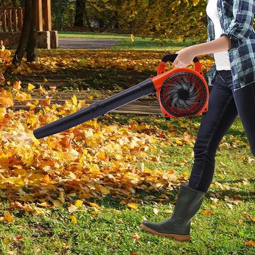 25.4CC Cordless Leaf Blower 7000RPM Handheld Gas Blower Gas Powered Leaf Blower with Silencer Powerful Clearing Performance Gas Leaf Blower for Lawn Care Patio Blowing Leaves and Snow Orange