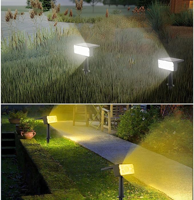 flexman Solar Spot Light 49 LEDs IP65 Solar Powered Outdoor Landscape Spotlights 8 12 Hours Lighting Time for Villa Courtyard Garden Backyard Lawn Pathway (White Light)