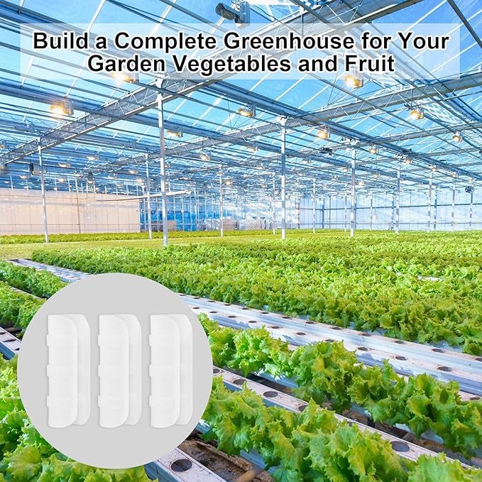 80PCS 3/4 inch Greenhouse Clips White Greenhouse Clamps Black Plastic Clamps Garden Buildings Tube Clips for PVC Pipe Greenhouse Films Sunshade Nets Shelters Farming Gardening