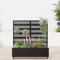 Casaphoria Raised Garden Bed Metal Planter Box with Trellis 47x47x16 for Outdoor Climbing Plants Flowers Vegetables and Vines Privacy Screen with Wheels and Drainage Holes(Black Louvered)