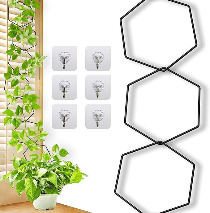 Trellis for Climbing Plants Indoor &amp Outdoor Pothos Plant Climber Support with Connect-Hooks18pcs DIY House Plant Accessories for Ivy Hoya Pothos FlowerGarden Plant Wall Trellis Gift - Hexagons