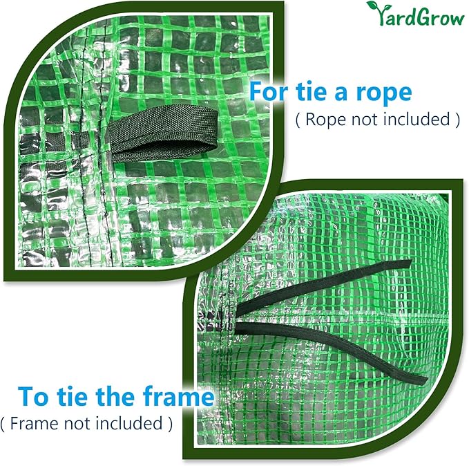 YardGrow 2-Doors Replacement Greenhouse Cover for Larger Walk in Outdoor Yard Plant Gardening Hot House Cover ONLY (12'x7'x7' Green)