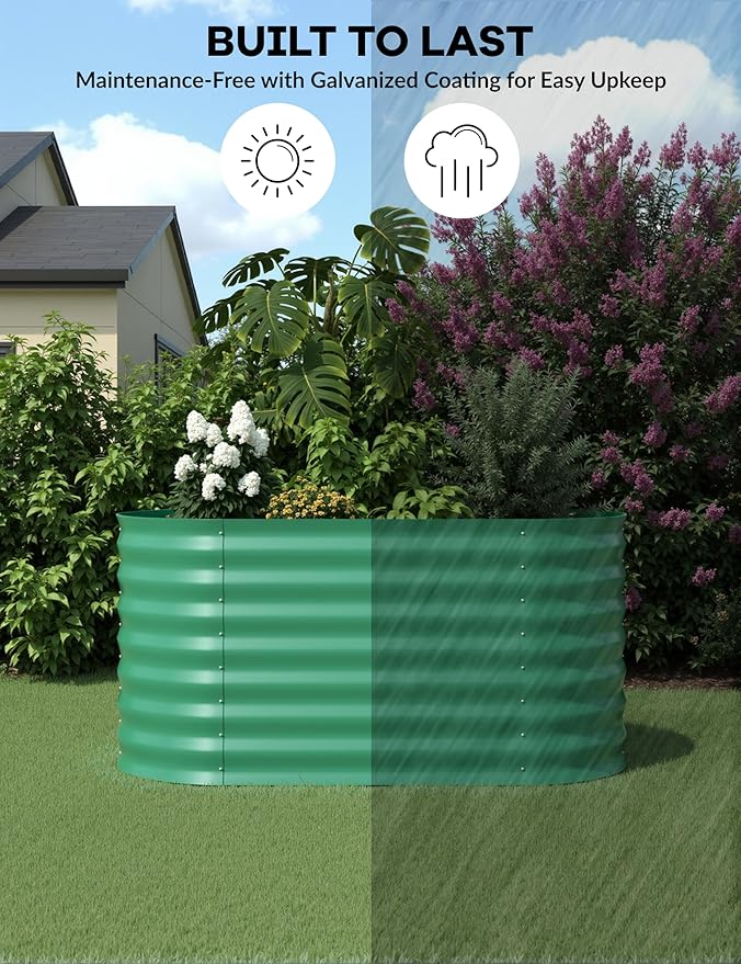 2Pcs 4x2x2ft Raised Garden BedGalvanized Raised Planter Boxes Outdoor with Easy Assembly Large Garden Bed for Vegetables Fruits FlowerRaised Garden BedGreen