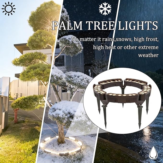 Palm Tree Lights Plug-in Tree Trunk LightsLED Uplights IP65 Water-Resistant Outdoor for Garden Yard Pathway Landscape.Excluding Transformer(Red5 lamp Heads)