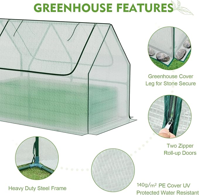BPS Raised Garden Bed Set 4x2x1 FT Metal Bottomless Flower Bed with PE Cover for Outdoor Planting White