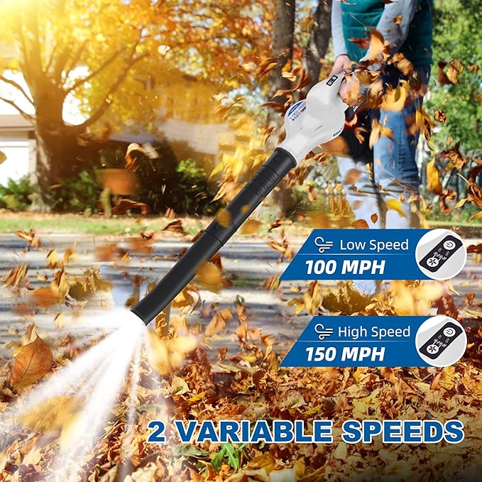 Leaf Blower Cordless 20V Electric Cordless Leaf Blower with 4000mAh Battery and Charger 2 Speed Modes Lightweight Battery Powered Leaf Blowers for Lawn Care Patio Blowing Leaves and Snow