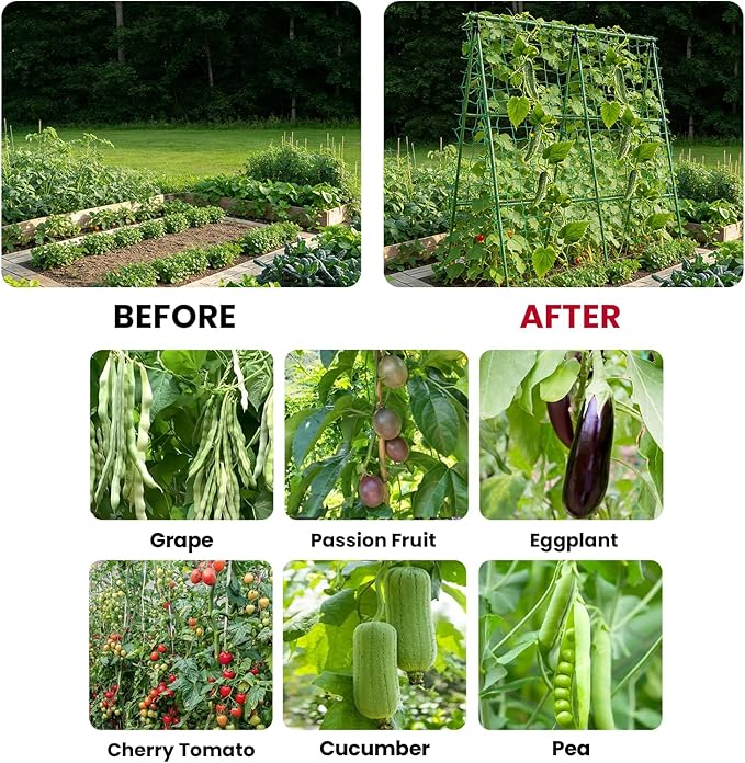 Compact A-Frame Plant Trellis for Peas Beans &amp Small Climbing Plants - 47'' H x 31.5'' W PE-Coated Galvanized Steel Garden Support with Netting Ideal for Raised Beds &amp Container Gardens