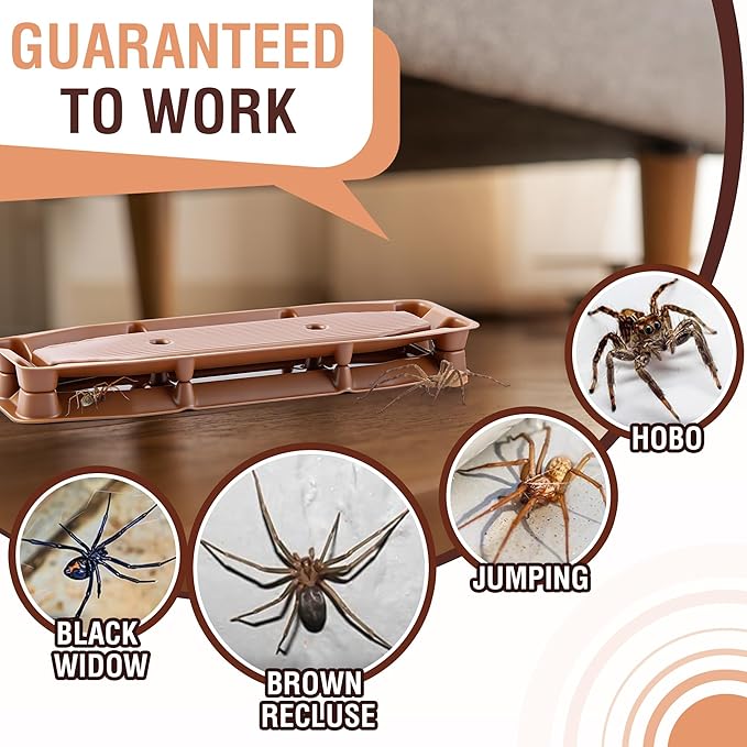 Spider Traps Indoor 12 Pack Extra Sticky Brown Recluse Traps Spiders Killer for Black Widows Sac Wolf and Other Crawling Bugs Inside Your Home