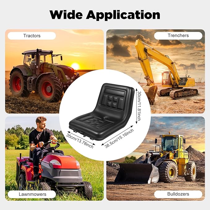 Universal Forklift Seat Garden Lawn Mower Seat PVC Tractor Seat Excavator Seat 0-6.3 Adjustable Waterproof Scratch-Resistant Replacement Seats Fits Excavator Backhoe Dozer Telehandler