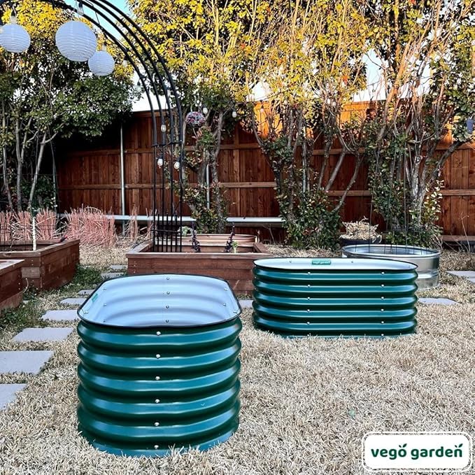 17 Tall Kids First Garden Bed 24 x 42 Raised Planter Box Outdoor Metal Galvanized Gardening Bed for Vegetables Herb &amp Flower British Green