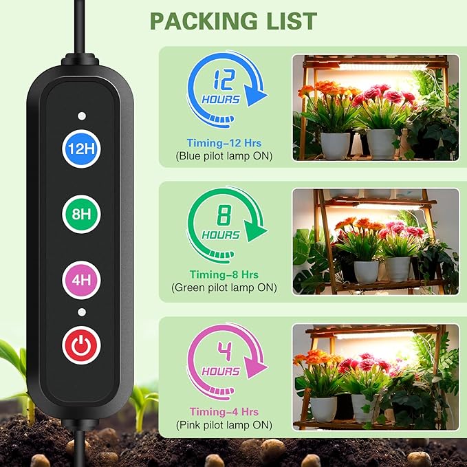 100W Ultra-Thin Panel Full Spectrum Grow Lights 1536 LEDs Growing Light for Indoor Plants with Daisy Chain Function Grow Lights for Seed Starting with 4/8/12/16/20H Auto On/Off Timer (8pcs)