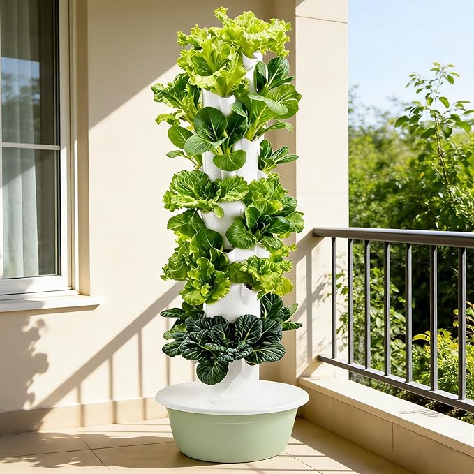 Hydroponics Growing System Kit 36 Plants Vertical Hydroponics Tower with Pump and Timer Planter Tower for Soilless Cultivation Herbs Fruits Vegetables for Gardening Lover 9Layer