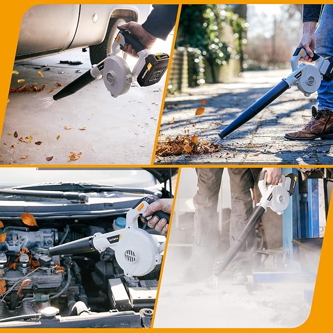 Leaf Blower Cordless with Battery and Charger - 20V Electric Cordless Blower with 3 Speed|100CFM|170MPH 2.0Ah Lightweight Battery Powered Small Leaf Blower for Lawn Care Patio Dust Blowing Leaves