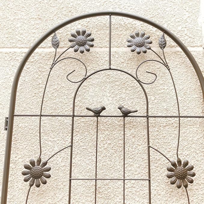 Sturdy Metal Garden Trellis for Climbing Plants – Rust-Resistant Outdoor Plant Support with Decorative Lattice Design (2 Pack-Brown)