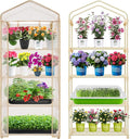 4-Tier Mini Greenhouse – Indoor or Outdoor Gardening Hot House with PE Zippered Cover and Metal Shelves for Growing Vegetables Flowers and Seedlings 63'' H x 27'' L x 19'' W (PLGH704OWW)