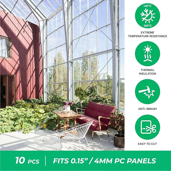 Polycarbonate Greenhouse Panels (H Connectors) - 0.15 Thick Fits 4mm Twin-Wall Polycarbonate Panels Join 2 Pieces of Panels Together 4-Foot Length 10 Pieces (H Connectors 4mm 4ft)
