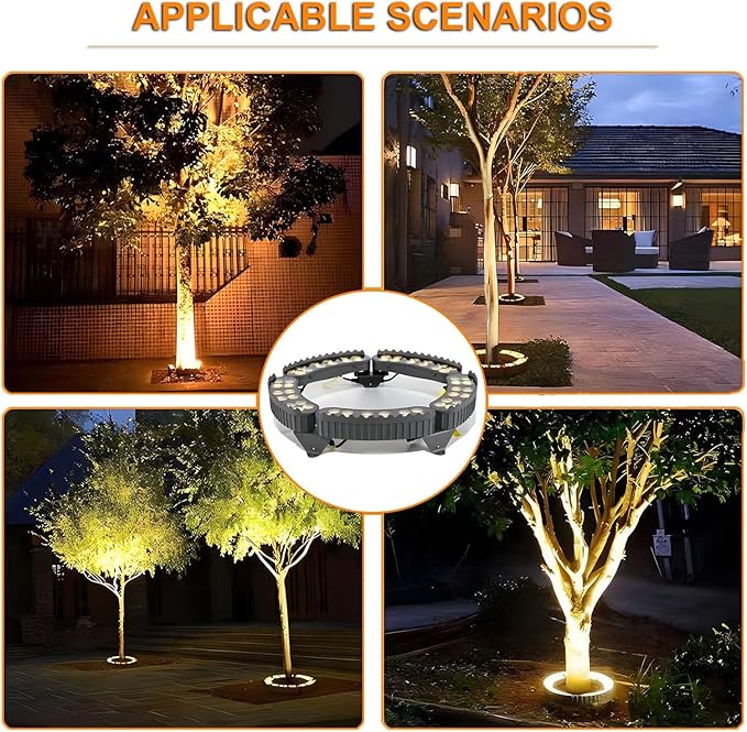Outdoor Landscape Spotlights Small LED Ring Tree Light Garden Lighting for Courtyards Driveways Park Lawn(Warm White LightPack of 6)