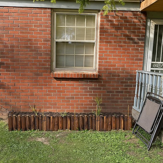Wood Garden Edging Half Round Natural Wooden Solid Log Fence Border Decorative for Flower Bed Barriers and Landscape Fencing (9.8 H x 47 L 6 Pack)