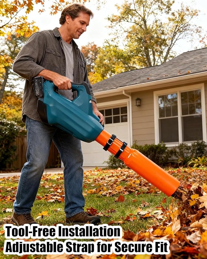 Universal Leaf Blower Air Booster Nozzle Attachment Airflow Accelerator for 2-4 Inch Blower Tubes Easy Install Yard Cleanup Tool for Most Electric Gas Leaf Blowers (Black)