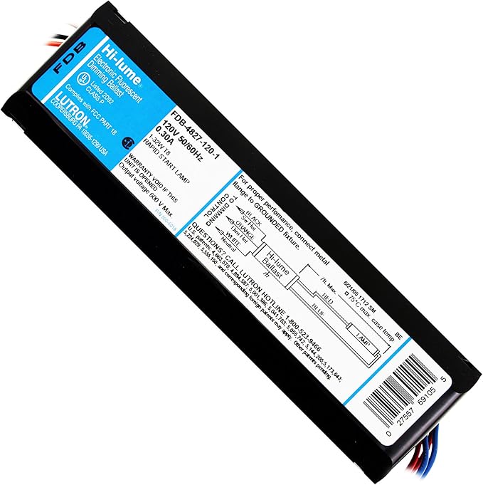 Lutron Hi-Lume Electronic Fluorescent Dimming Ballast Fdb-4827-120-1 120V 50-60Hz .30A Rapid Start