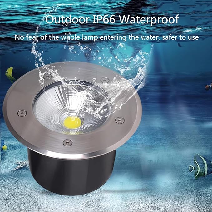COB Underground Light Outdoor Ground Light IP66 Waterproof AC85-110V Embedded LED Buried Lights for Garden Yard Tree Pathway Steps Spotlights (Warm White 25W)