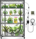 JESLED Indoor Greenhouse with Grow Light 3FT Full Spectrum 5000K LED Light for Seed Starting Tiered Lighting Control Built-in Timer &amp Thermo-Hygrometer Rolling Metal Plant Stand (35.4x13.8x70I