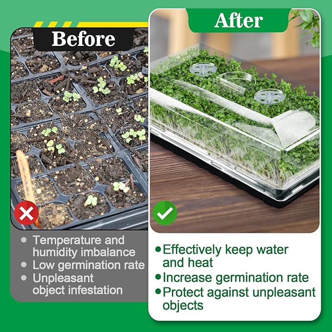 Apipi 10 Pcs 4'' High Durable Humidity Domes - Thickened 1020 Seed Starting Tray Covers with Adjustable Vents Greenhouse Plant Growing Lid Dome for Seedling Growth Well Water Retention