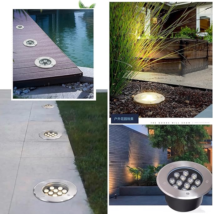 Outdoor Ground Light LED Buried Lights IP66 Waterproof Embedded Underground Light AC85-110V for Garden Yard Patio Pathway Driveway Walkway Landscape Lighting