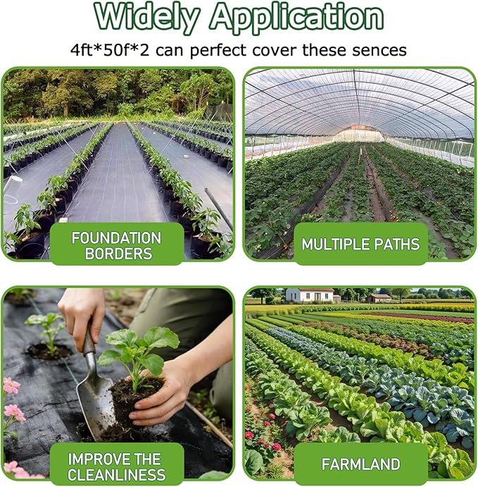 Garden Weed Barrier Landscape Fabric4FTx100FT Weed Block Fabric Heavy Duty 3.2OZWoven Mulch for Landscaping Ground Cover Weed Control Fabric Black Garden Bed Liner