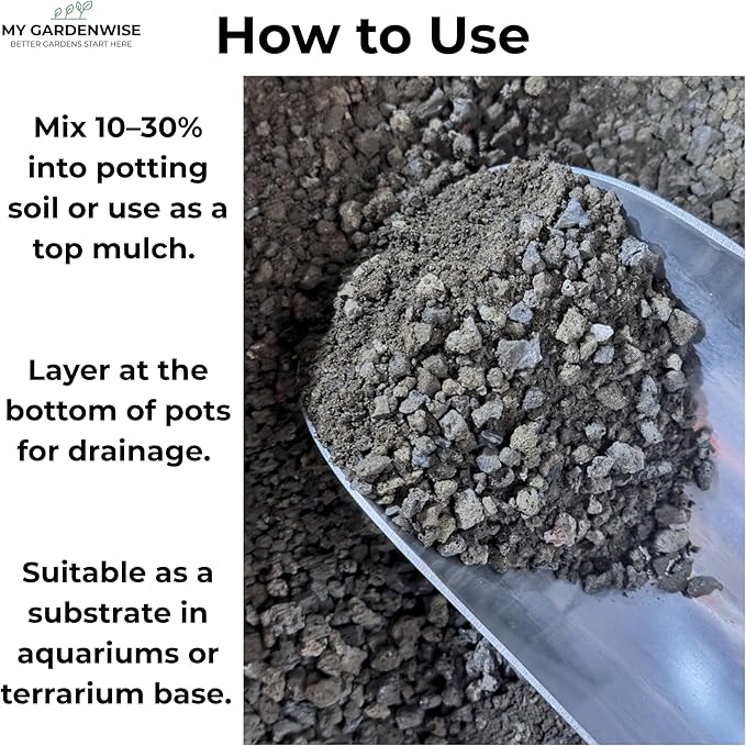 Lava Rocks for Plants (3/8’’ Minus) Natural Black Lava Rocks Succulent &amp Terrarium Horticultural Volcanic Rock Ideal Drainage for Potted Plants Made in USA (5 qts - 9 lbs)