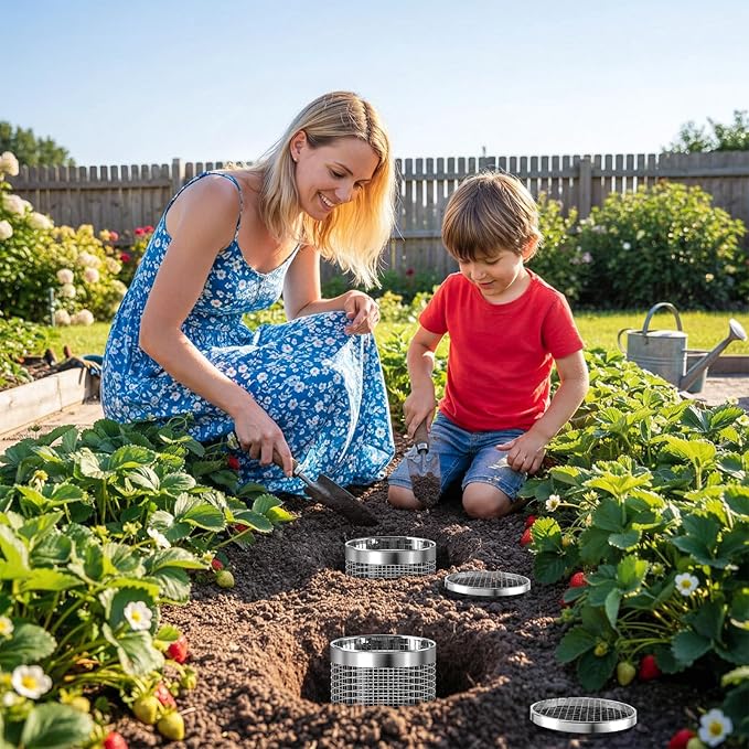 2 Pack Inground Worm Composting Bin Metal Compost Bin for Recycling Kitchen Food Waste Outdoor Worm Compost Bin with Holes and Lid Use in Outdoor Garden Vegetable Patch Backyard