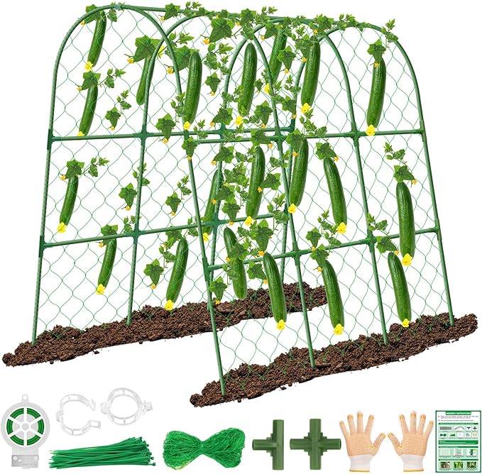 Cucumber Trellis for Raised Bed 48x48 inch U-Shape Metal Garden Trellis for Climbing Plants Outdoor Cucumber Trellis for Garden Arch Garden Trellis for Plants Vegetables Flower