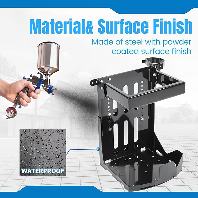 KUAFU Adjustable Blower Rack Trailer Storage Holder W/Lock Compatible with Stihl Echo Husqvarna &amp All Brands Backpack Leaf Blowers - Fit for Open &amp Enclosed Landscape Trailer &amp Truck - Bla
