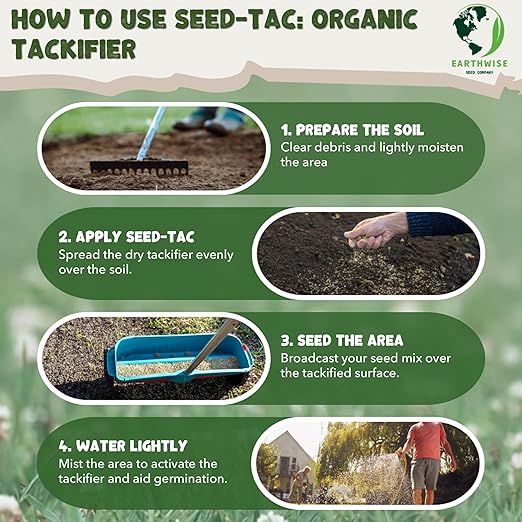Earthwise Seed-Tac Premium Organic Tackifier – Erosion Control Plant-Based Binder Soil Restoration Non-Toxic Pet Safe – Covers Up to 5000 sq ft 10 lb