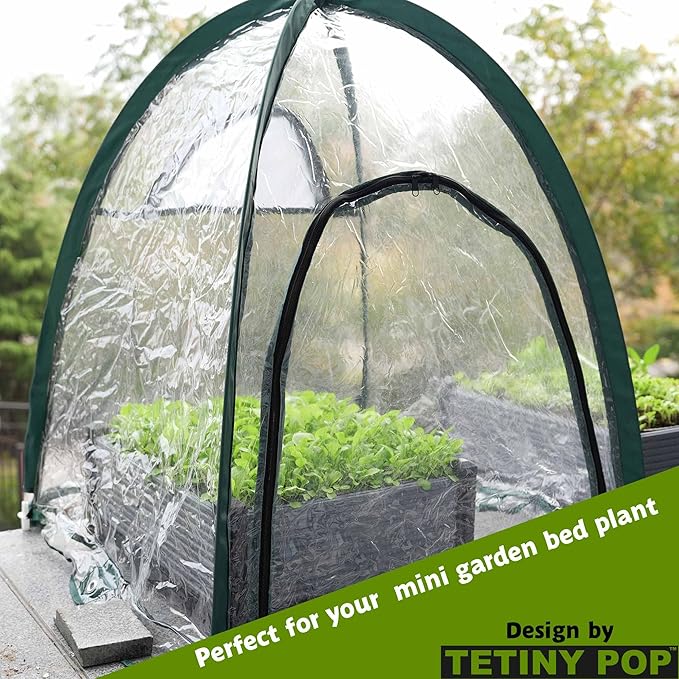 2pcs Quick Set up Mini Greenhouse Portable Small PVC Cover for Garden Flower and Flowerpot Cold Frost Protector Portable Carry Bag with 8 Stakes (PVC (28 L x 28 W x 32 H))