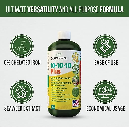 10-10-10 &amp 6-4-6 Avocado and Citrus Tree Professional Fertilizer for All Purpose Plants - Liquid Fertilizer with Seaweed Kelp &amp Iron - Orange Lime Avocado &amp Lemon Tree (8oz &amp 1/2 Qt)