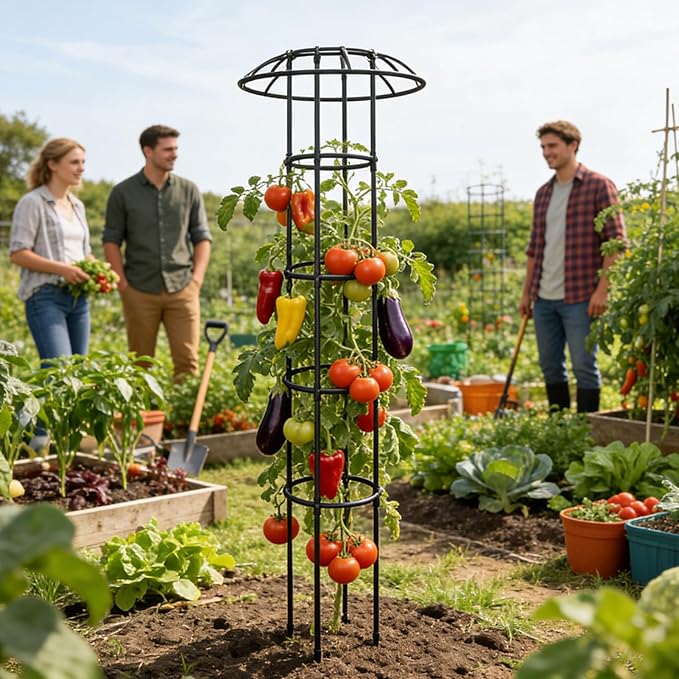 Plant Trellis Outdoor - Decorative Vertical Rustproof Stable Climbing Plants SupportUmbrella Trellis Tower Frame | for Clematis Vegetable Dragon Fruit Cucumber Hydrangeas Jasmine Pothos