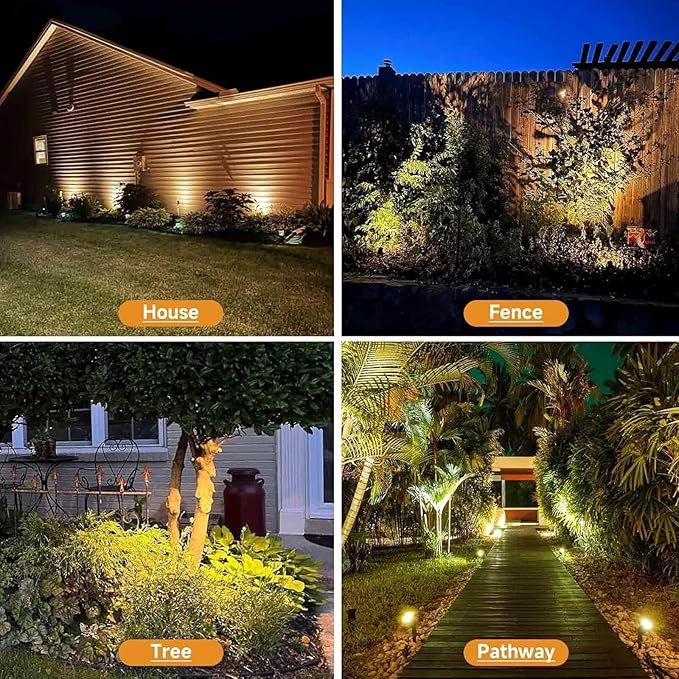 6000k6 in 1Solar Spot Lights Outdoor Solar Powered RGB Landscape Lighting IP65 Waterproof Auto On/Off Spotlights for Outside Garden Yard Landscape Pathway Garage