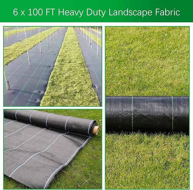 Weed Barrier Fabric Planting Cover - 6 x 100 FT Heavy Duty Landscape Fabric Ground Cover Block for Outdoor Planting